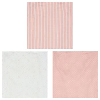 Baby Girls White & Pink Muslins (3-Pack)