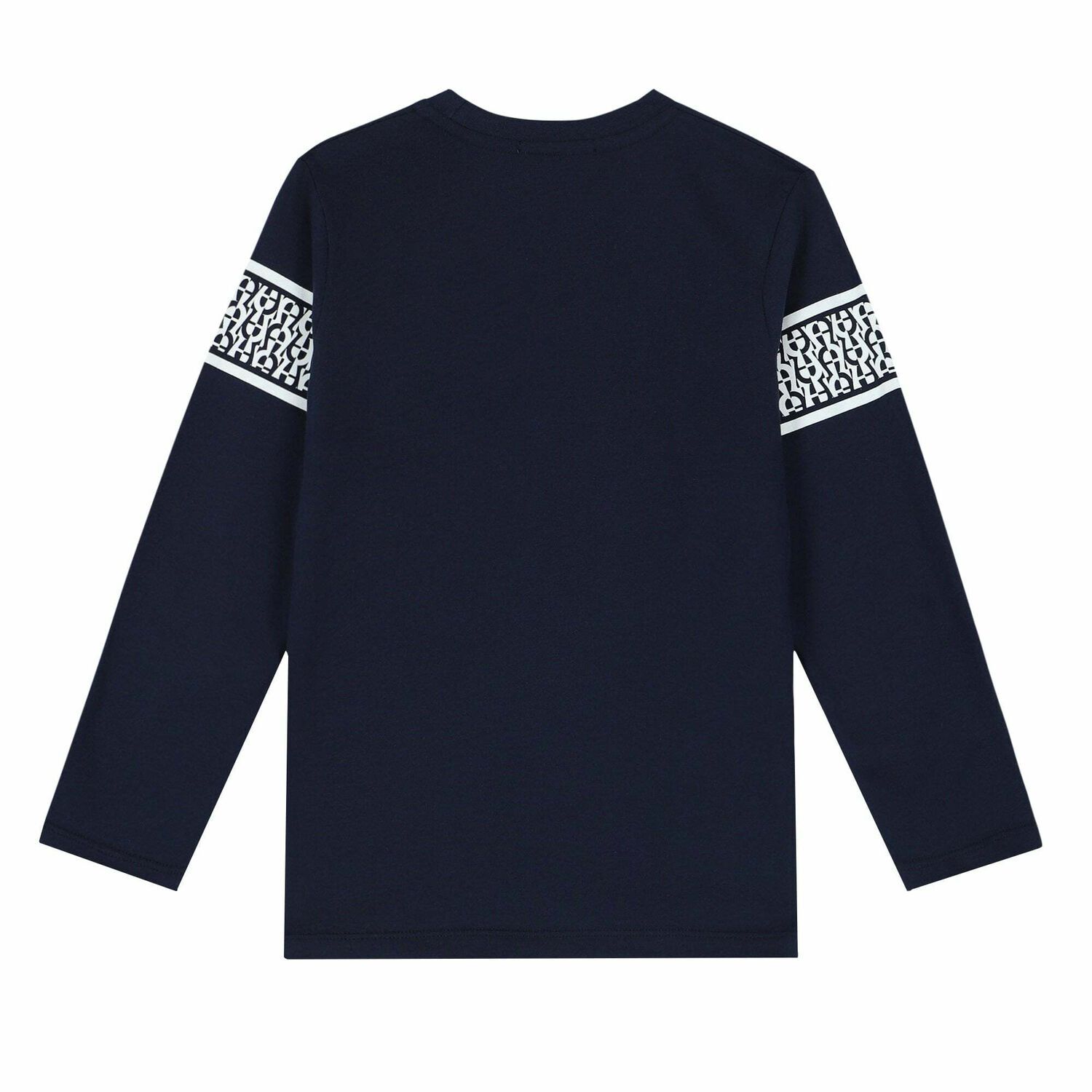Boys Navy Logo Long Sleeve Top, 2, hi-res