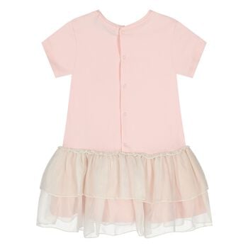 Younger Girls Pink Necklace Logo Dress