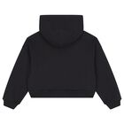 توب بنات هودى بسحاب بشعار باللون الاسود , 1, hi-res