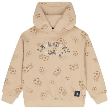 Boys Beige Football Hooded Top 