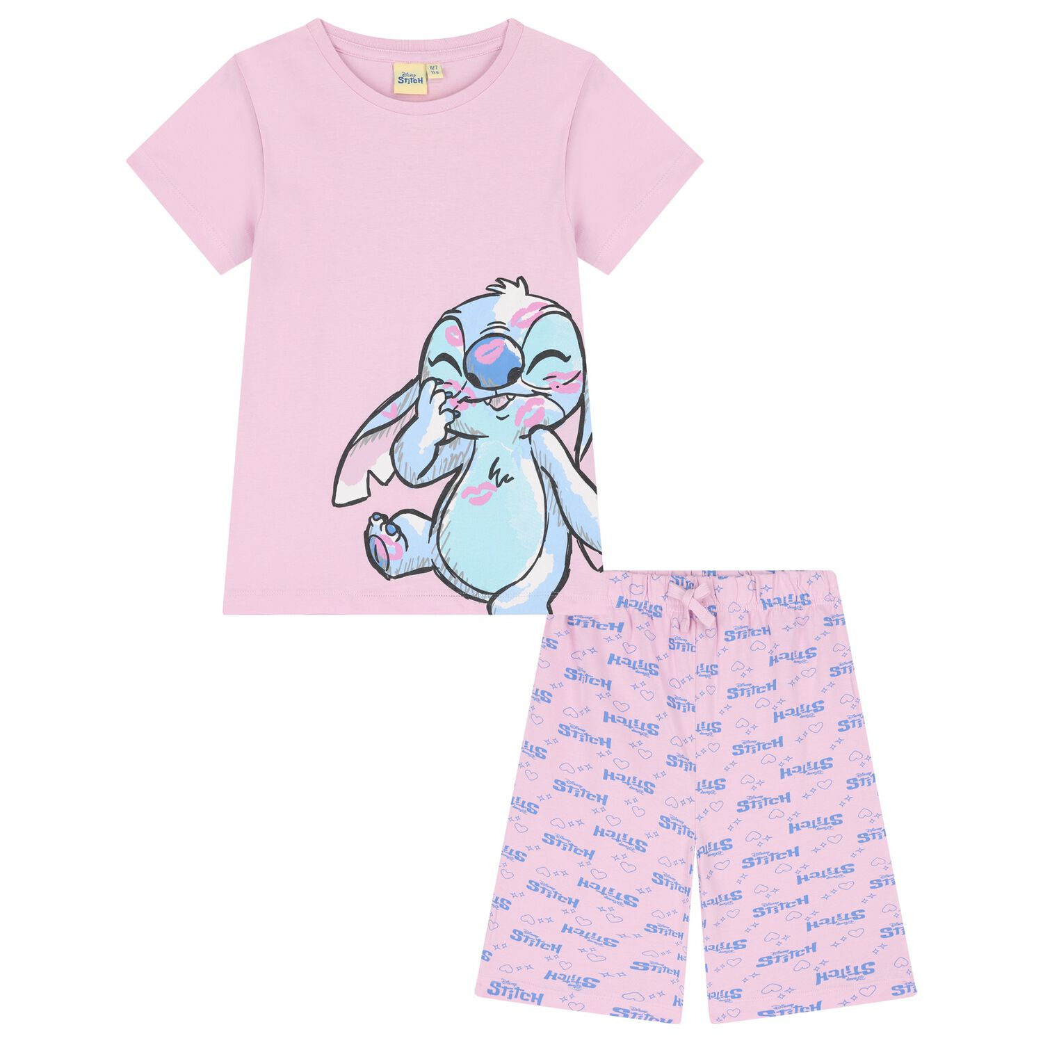 Girls Pink Disney Stitch Shorts Set, 1, hi-res