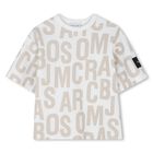 Boys White & Beige Logo T-Shirt, 1, hi-res