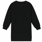 فستان بناتي بالشعار باللون الاسود, 2, hi-res