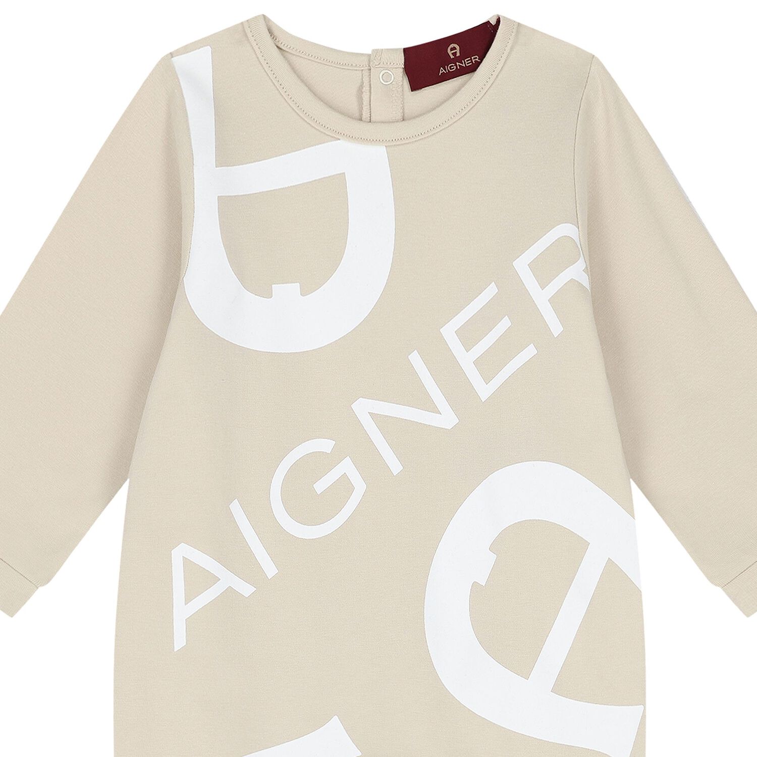 Beige Logo Babygrow, 1, hi-res