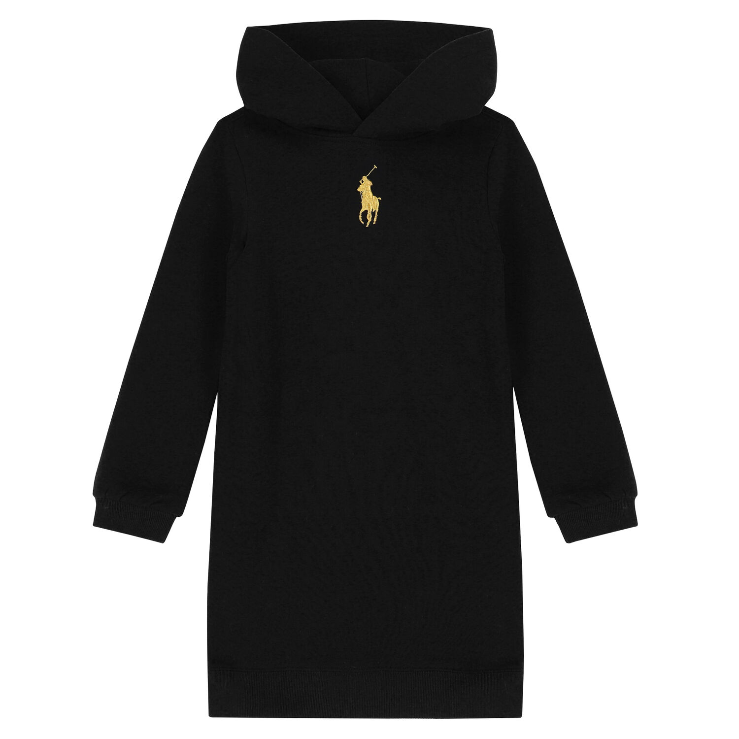 فستان هودى بالشعار باللون الاسود, 1, hi-res