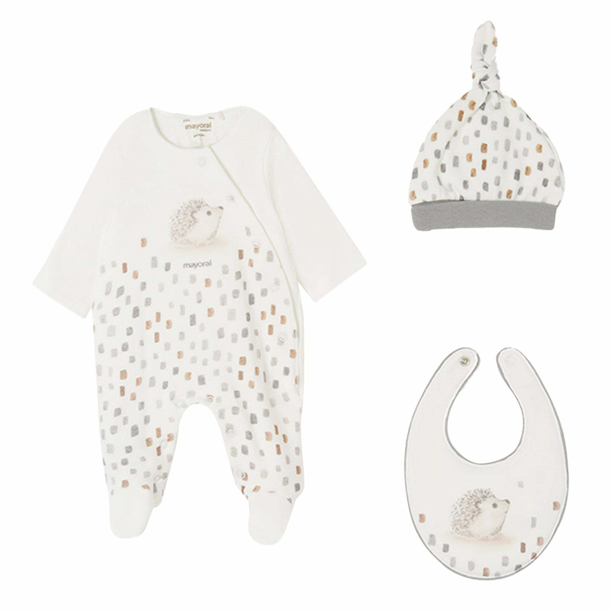 Mayoral Ivory Babygrow Hat Bib Set Junior Couture UAE