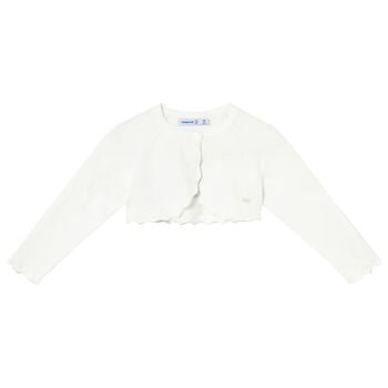 Younger Girls Ivory Knitted Cardigan