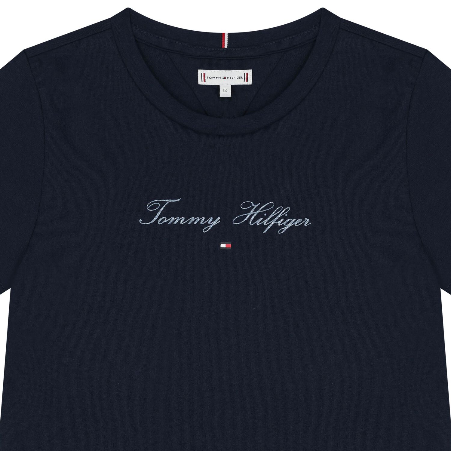 تيشيرت بنات بالشعار باللون الكحلى, 1, hi-res