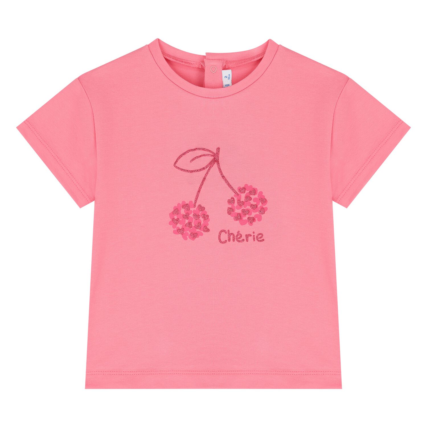 Younger Girls Pink Cherry T-Shirt, 3, hi-res