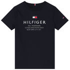 تيشيرت بالشعار باللون الكحلي للأولاد, 1, hi-res