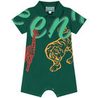 Baby Boys Green Logo Polo Romper, 1, hi-res