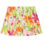 Girls Green & Pink Floral Shorts, 1, hi-res