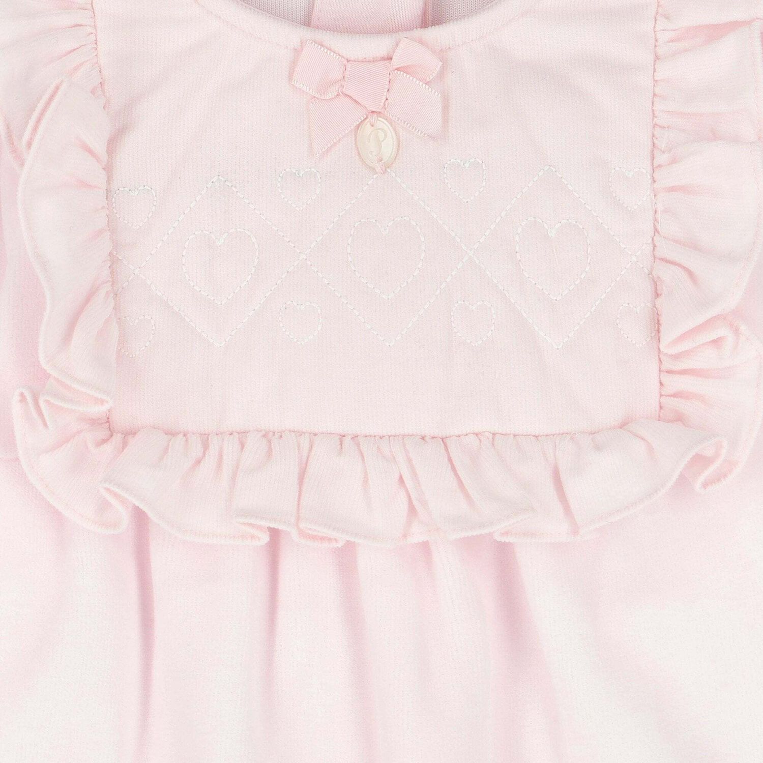 Baby Girls Pink Bow Babygrow, 1, hi-res
