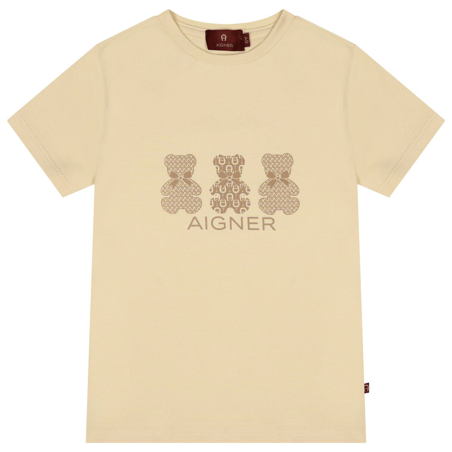 Girls Beige Teddy Bear Logo T-Shirt, 2, hi-res