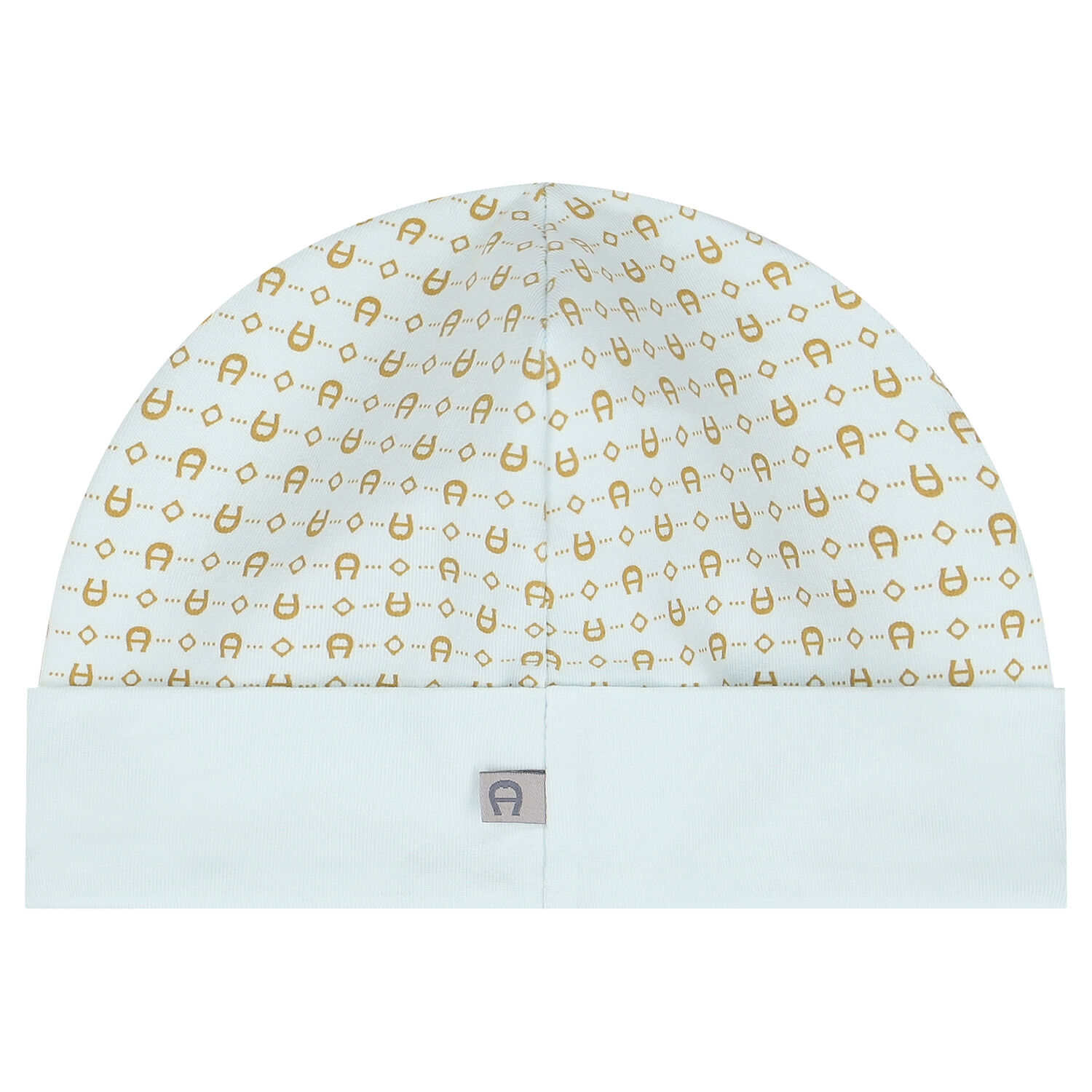 Baby Boys Blue & Gold Pima Cotton Logo Hat, 2, hi-res