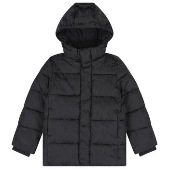 Boys Black Logo Padded Puffer Jacket
