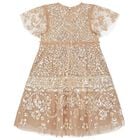 فستان بنات من التول والترتر باللون البيج , 1, hi-res