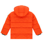 Boys Orange Logo Padded Puffer Jacket, 1, hi-res