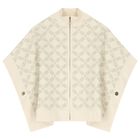 عباءة بنات منسوجة بالشعار باللون العاجي والذهبي , 1, hi-res