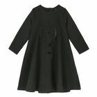 Girls Black Printed Dress, 1, hi-res