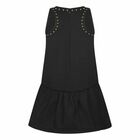 Girls Black Cotton Dress, 1, hi-res