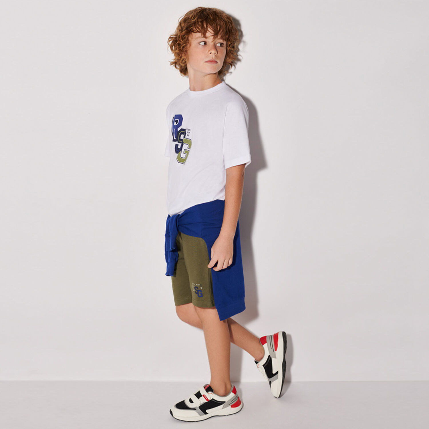 Boys Blue, White, & Green Shorts Set, 1, hi-res