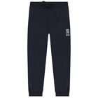 Boys Navy Blue Logo Joggers, 1, hi-res