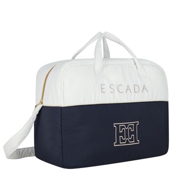 Baby Girls White & Navy Blue Logo Changing Bag