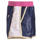 Girls Navy & Pink Logo Shorts, 1, hi-res