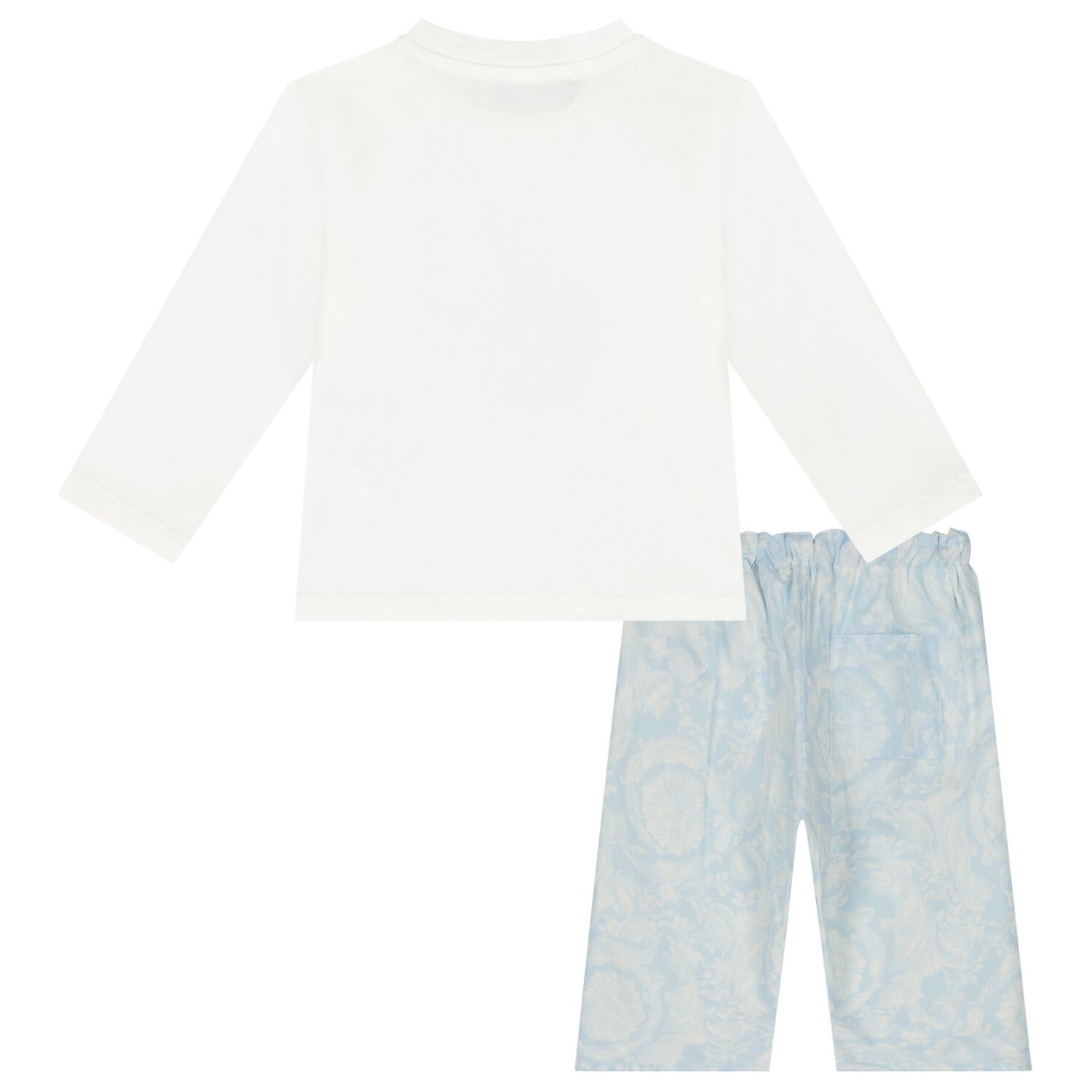 Baby Boys Ivory & Blue Barocco Trousers Set, 1, hi-res