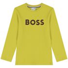 Boys Lime Green Logo Long Sleeve Top, 2, hi-res