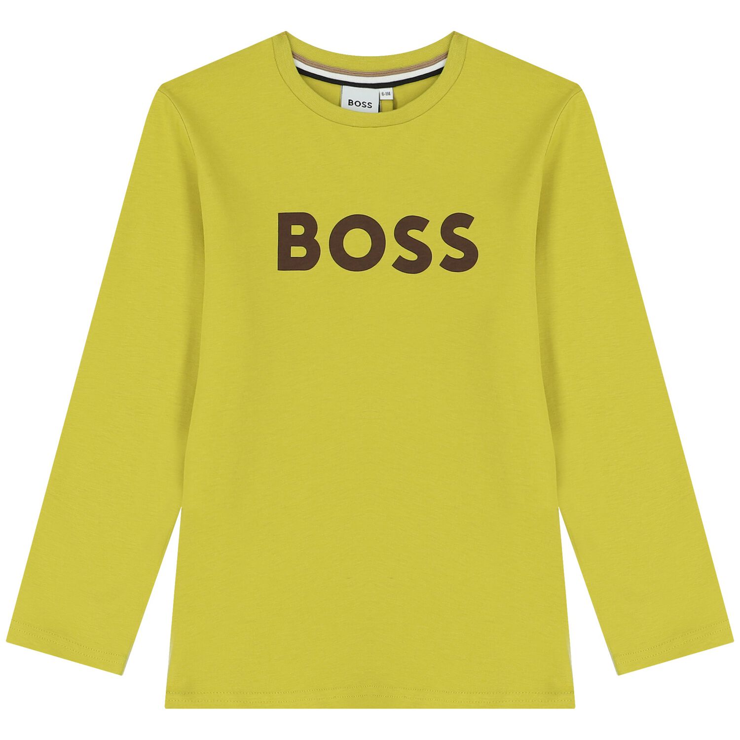 Boys Lime Green Logo Long Sleeve Top, 2, hi-res image number null