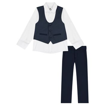 Boys Navy & White Suit Set