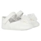 Baby Girls White Flower Pre Walker Shoes, 3, hi-res