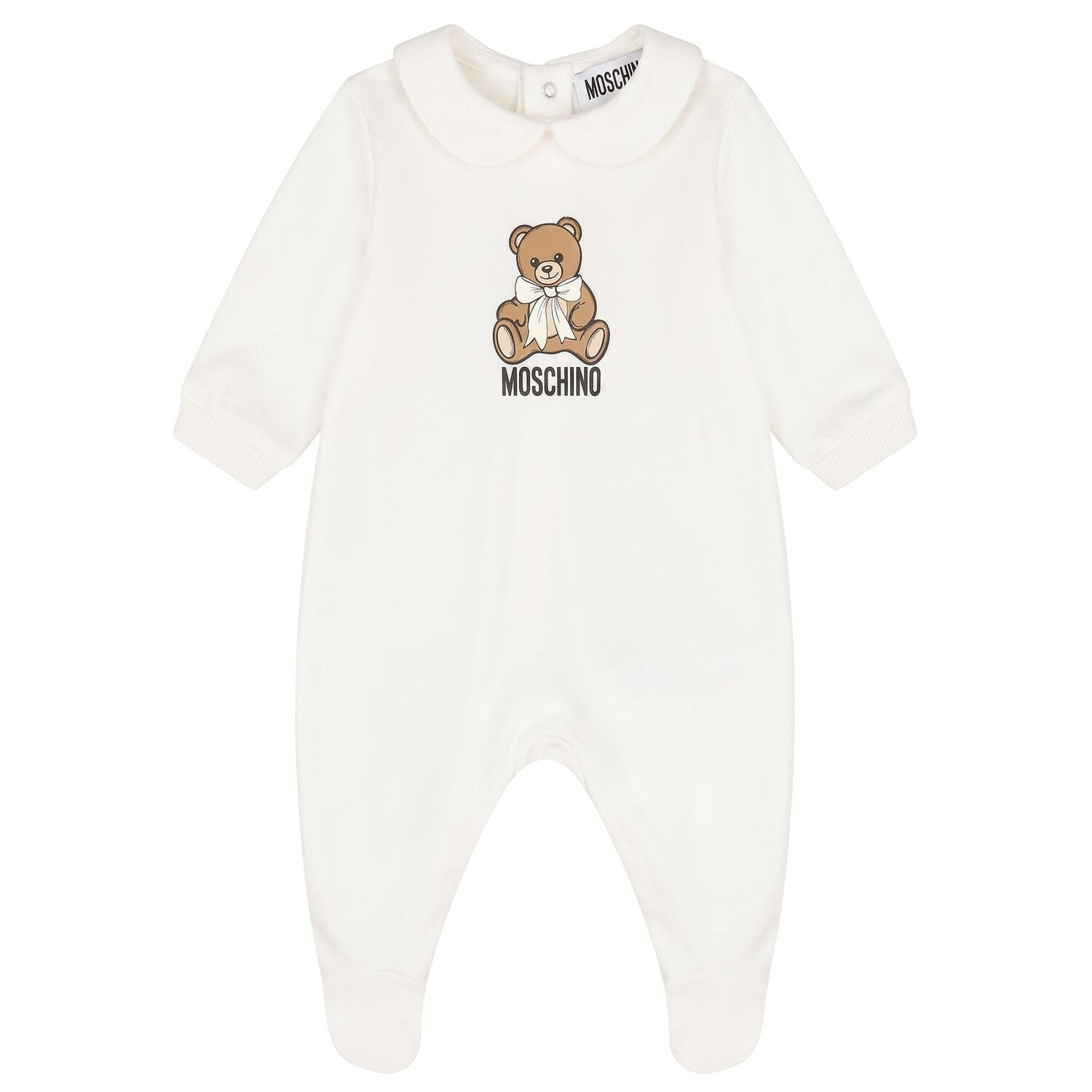 White Teddy Bear Logo Babygrow, 1, hi-res