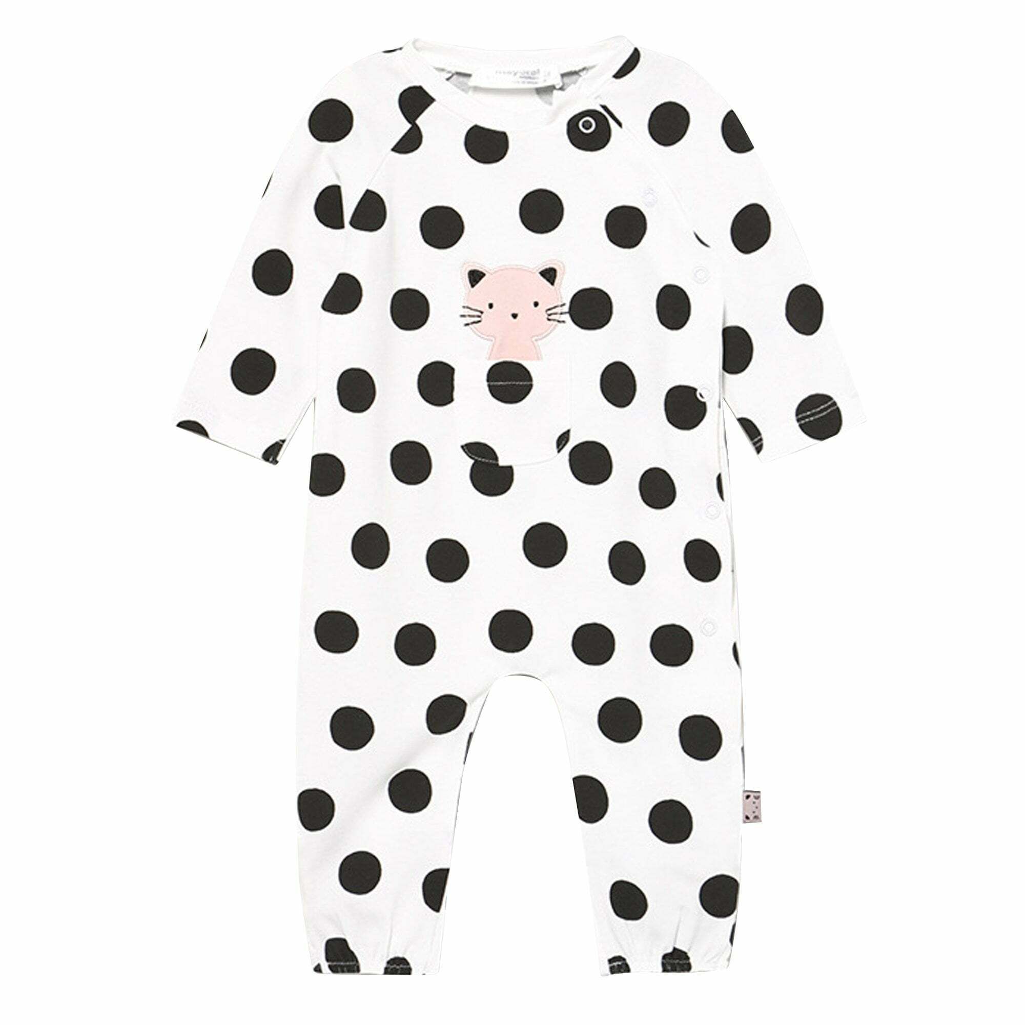 Mayoral Baby Girls White Black Polka Dot Babygrow Junior