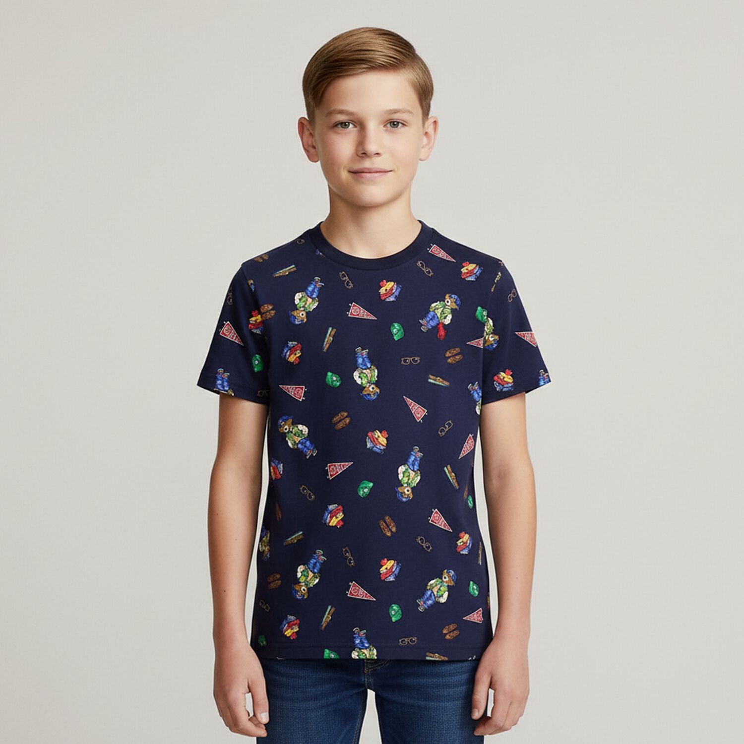 تيشيرت بولو بشعار تيدي باللون الكحلي, 1, hi-res image number null