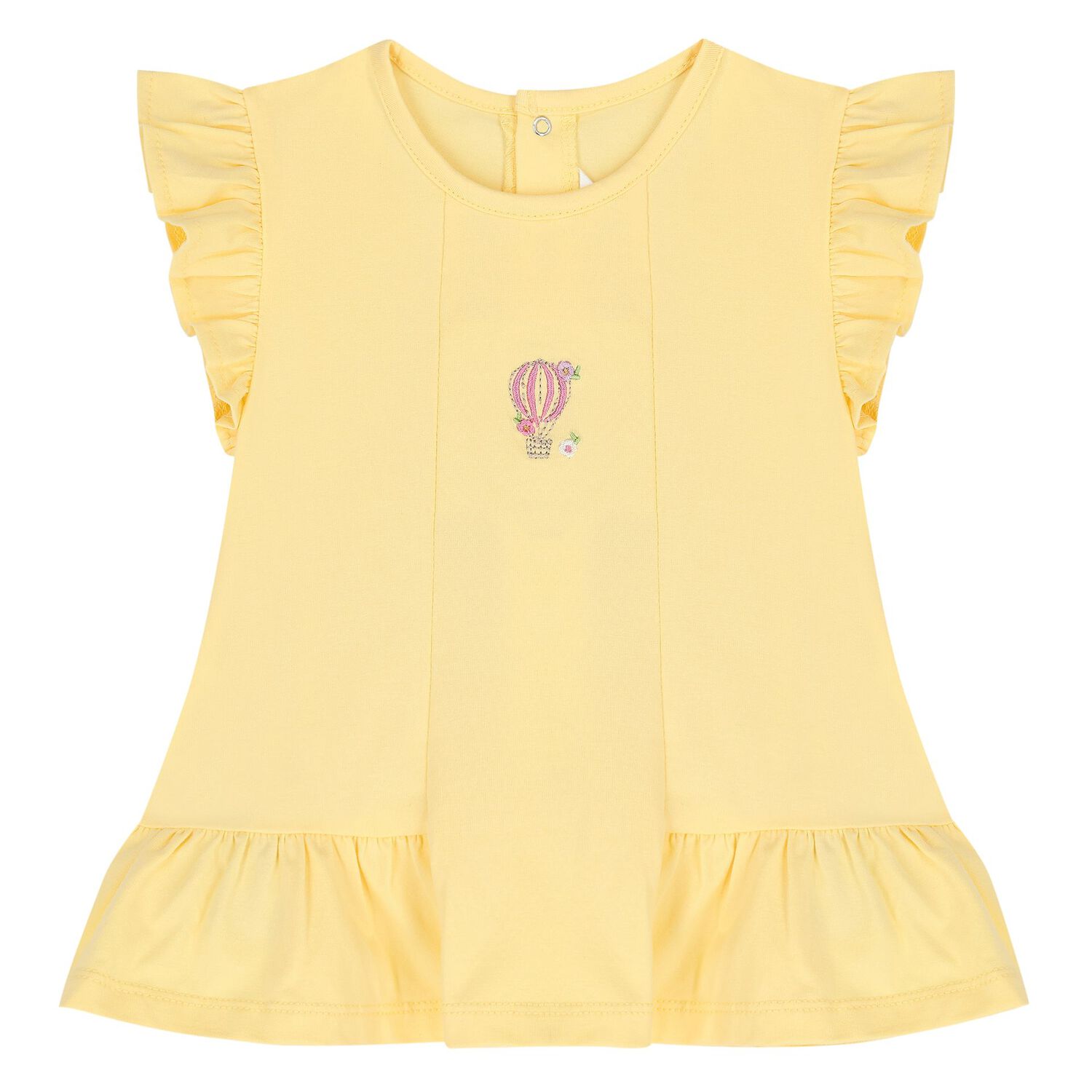 طقم من الشورت للبنات الصغيرات مزين بالزهور باللون  الاصفر والوردي  (2 قطعه), 1, hi-res