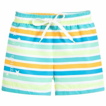 Boys Multicolored Printed Swim Shorts