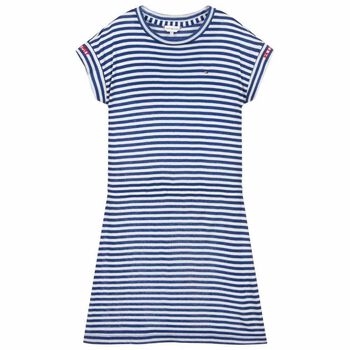 Girls Blue & White Striped Dress