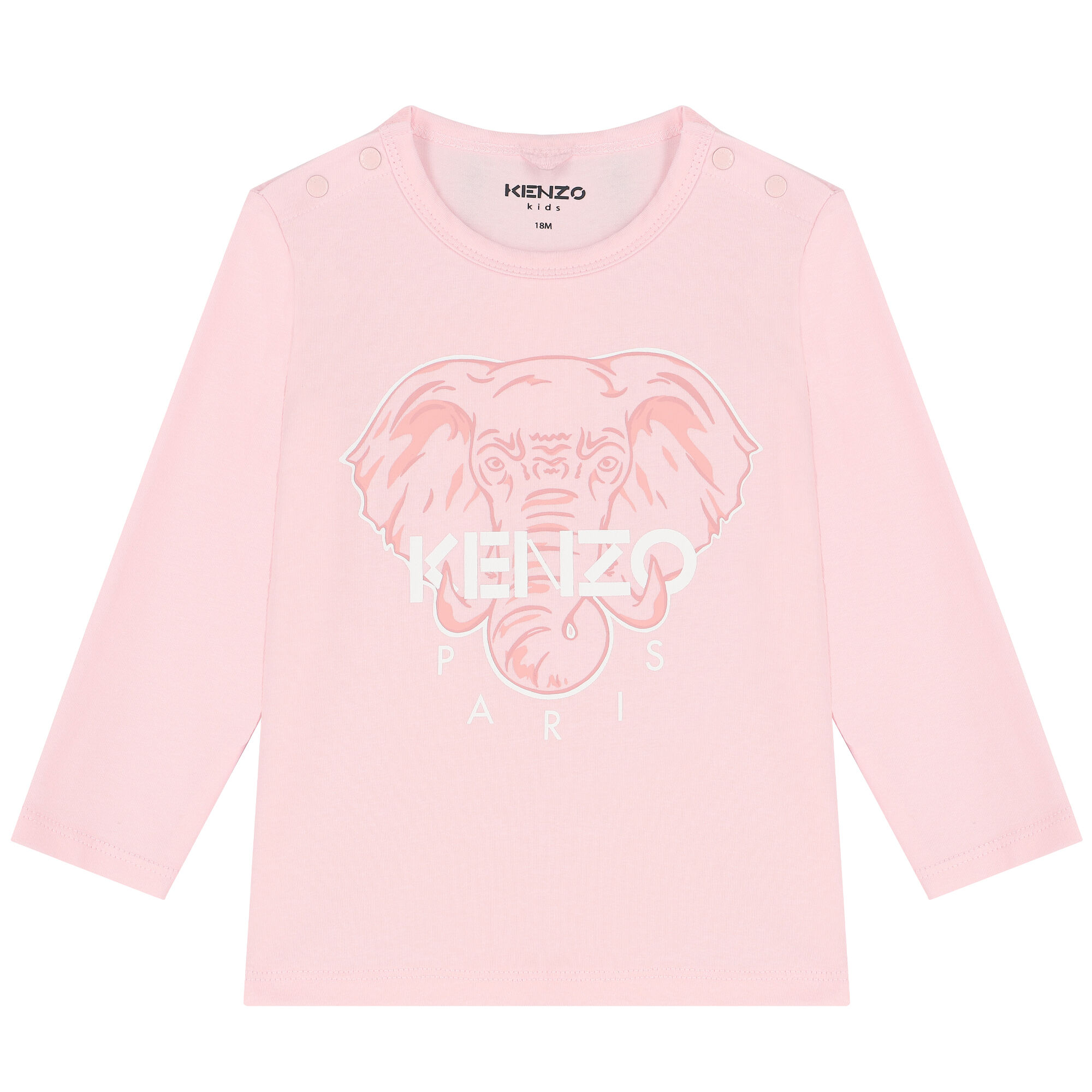 KENZO KIDS Baby Girls Pink Elephant Logo Long Sleeve Top Junior Couture UAE