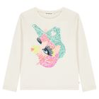 Girls Ivory Horse Long Sleeve Top, 1, hi-res