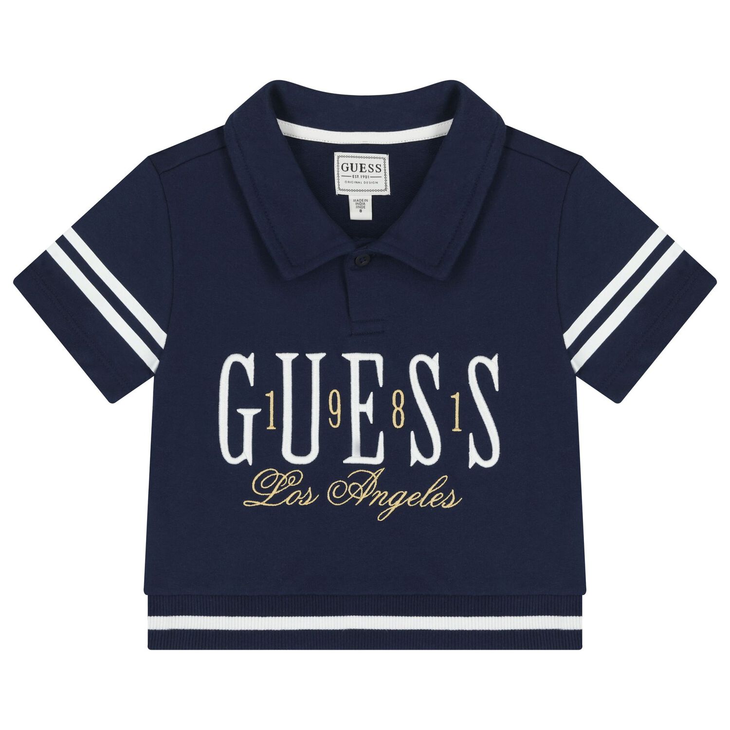 طقم شورتات للبنات باللون الأزرق الداكن مع شعار, 1, hi-res