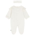 Baby Girls Ivory & Gold Logo Babygrow Gift Set, 1, hi-res