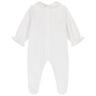 Baby Girls White Ruffled Babygrow, 1, hi-res