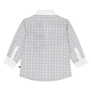 Younger Boys White & Black Logo Shirt