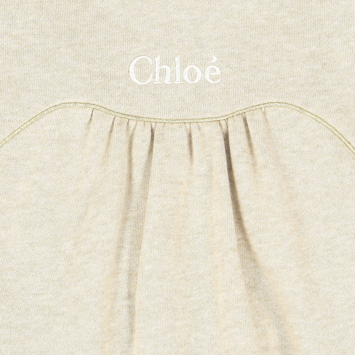 فستان بنات بالشعار باللون البيج, 1, hi-res