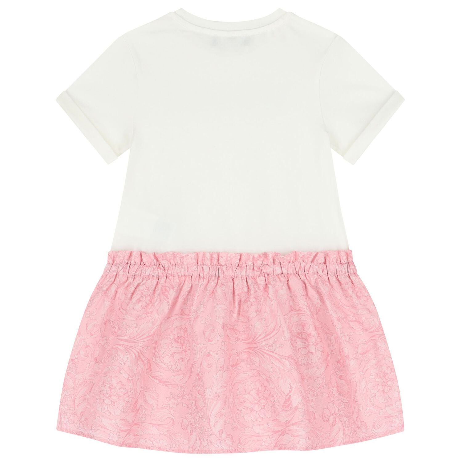 Girls White and Pink Logo Dress, 1, hi-res