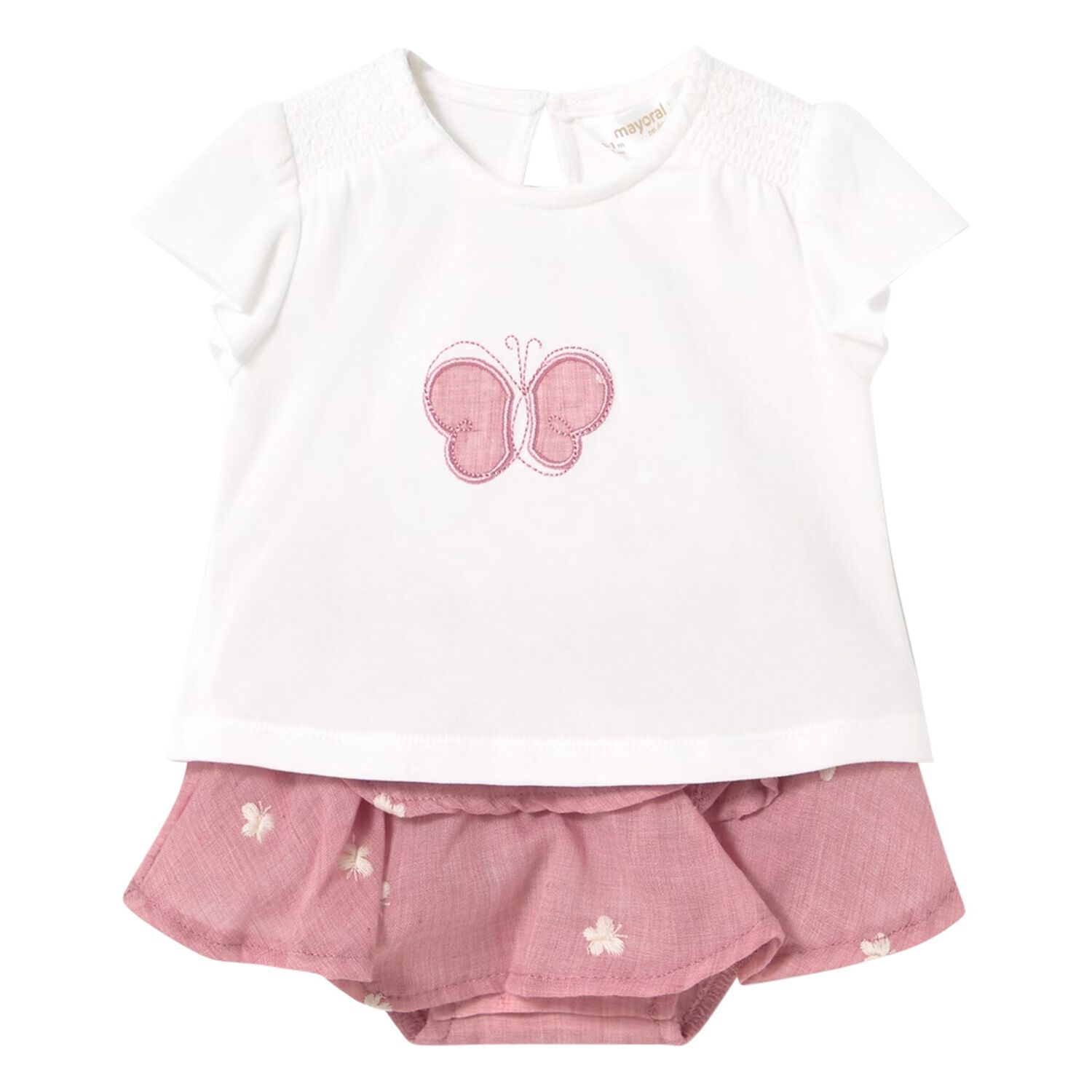 Baby Girls Pink Butterfly Skirt Set, 1, hi-res image number null